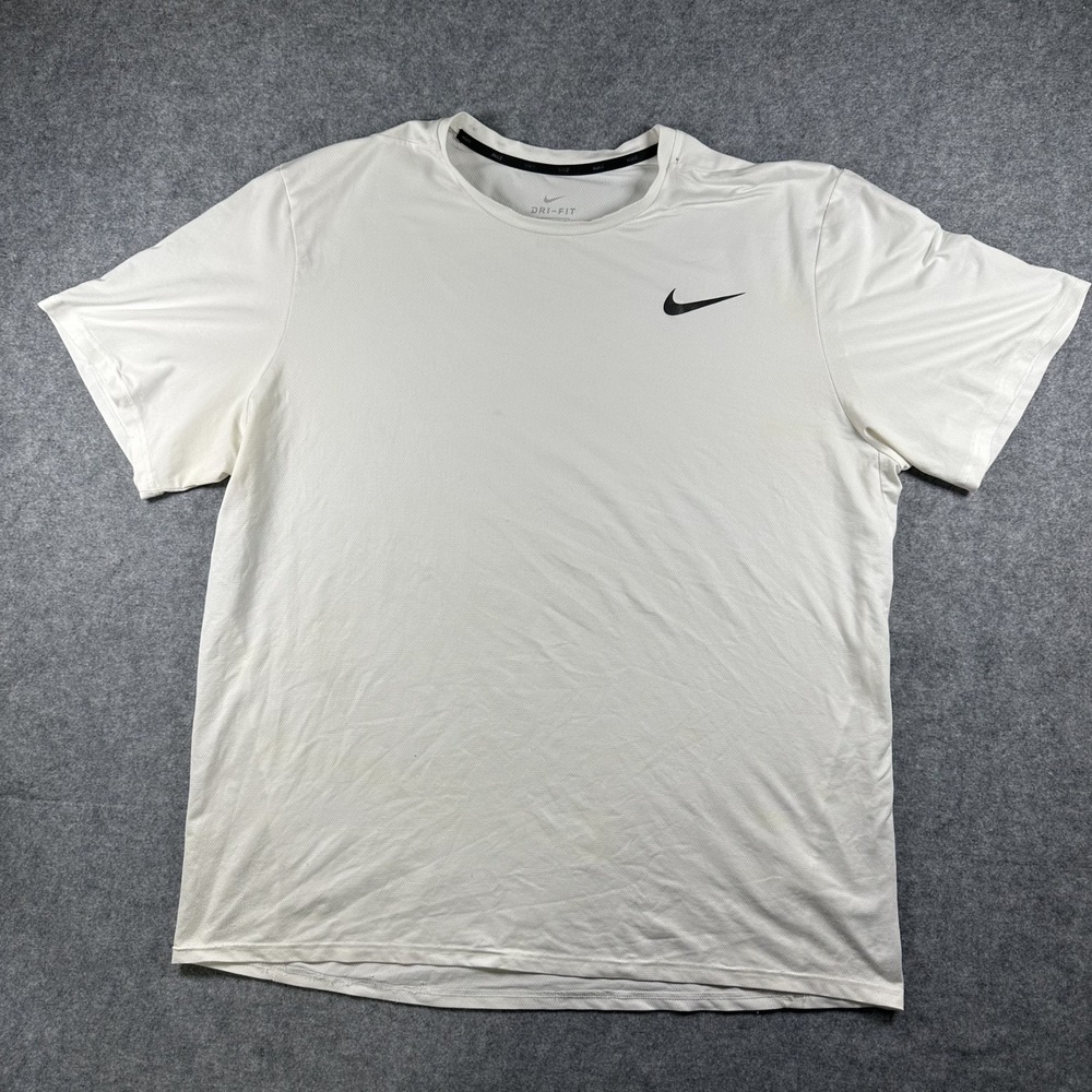 Nike Dri-FIT Standard Fit T-Shirt XXL White Solid Performance Polyester